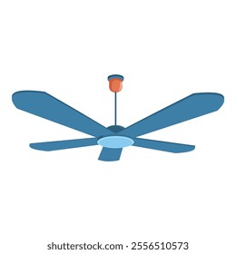 Blue ceiling fan with light spinning, offering efficient air circulation and cooling in a contemporary setting