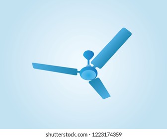A Blue Ceiling Fan On Top Position Of A Room For Cooling Vector Illustration