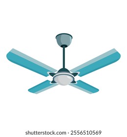 Blue ceiling fan providing a cooling airflow, perfect for hot summer days