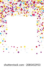 Blue Celebrate Circle Illustration. Stars Dot Background. Orange Confetti Isolated Decoration. Event Star Decoration.