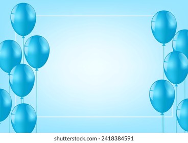 Blue Celebration Background with Balloon. Background for Valentine's Day, Wedding Celebration, Mother's Day or Anniversary. Vector Illustration.