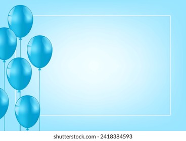 Blue Celebration Background with Balloon. Background for Valentine's Day, Wedding Celebration, Mother's Day or Anniversary. Vector Illustration.