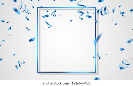 blue celebration frame background. blue confetti glitters for event and holiday poster. singles super sale