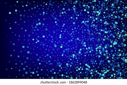 Blue Cell Abstract Blue Vector Background. Celebrate Rhombus Illustration. Falling Confetti Postcard. Turquoise Invitation Wallpaper.