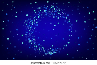 Blue Cell Celebrate Blue Vector Background. Abstract Confetti Design. Decoration Particle Backdrop. Turquoise Effect Postcard.