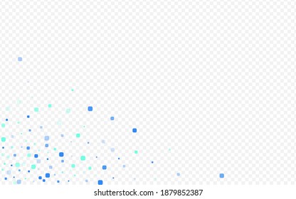 Blue Cell Celebrate Vector Transparent Background. Celebration Rhombus Invitation. Flying Confetti Wallpaper. Turquoise Top Texture.