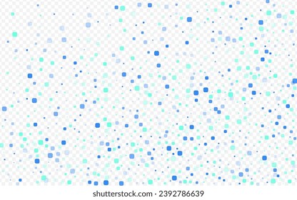 Blue Cell Celebrate Vector Transparent Background. Celebration Confetti Invitation. Falling Rhombus Backdrop. Turquoise Abstract Postcard.