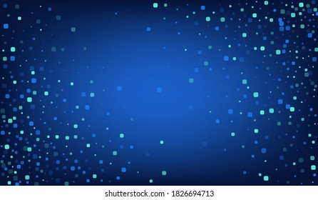Blue Cell Celebration Blue Vector Background. Top Confetti Wallpaper. Invitation Particle Pattern. Turquoise Decoration Banner.