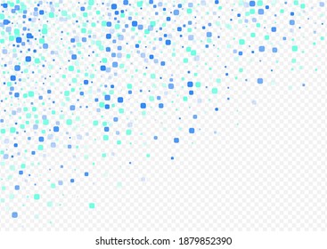 Blue Cell Decoration Vector Transparent Background. Independence Particle Texture. Top Confetti Illustration. Turquoise Celebrate Postcard.