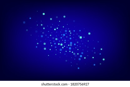 Blue Cell Effect Blue Vector Background. Carnaval Square Postcard. Top Confetti Wallpaper. Turquoise Flying Banner.