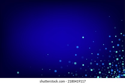 Blue Cell Falling Blue Vector Background. Independence Square Pattern. Celebration Rhombus Banner. Turquoise Top Invitation.
