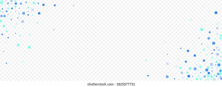 Blue Cell Flying Panoramic Vector Transparent Background. Abstract Rhombus Card. Effect Confetti Design. Turquoise Invitation Texture.