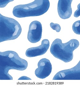 Blue cells or cow print pattern with watercolor texture aquarelle background for biology or artsy wallpaper.