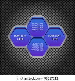 Blue cells for text on the metal background