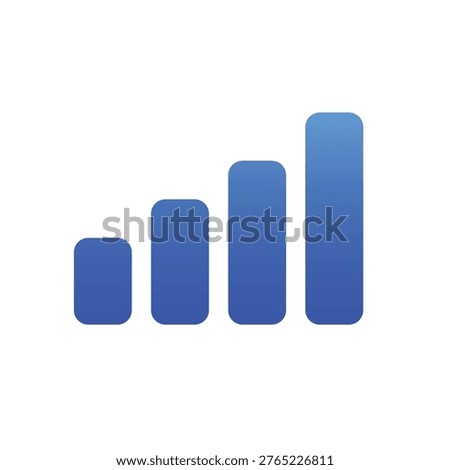 Blue cellular signal icon for mobile network strength and connection