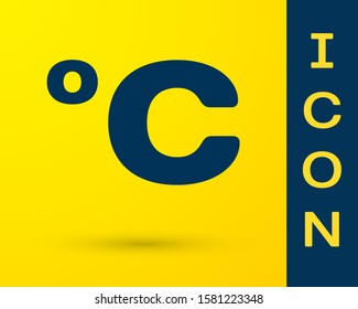 Blue Celsius icon isolated on yellow background.  Vector Illustration