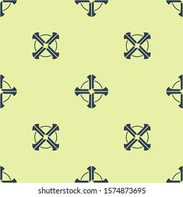 Blue Celtic cross icon isolated seamless pattern on yellow background. Happy Saint Patricks day.  Vector Illustration