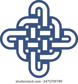 Diseño de nudo celta azul simple. Intrincado patrón de bucle sin fin azul. Emblema de nudo irlandés sin costuras. Símbolo de nudo entrelazado celta tradición