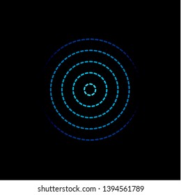 Blue centric circles icon. Biometric security, thumbprint, Fingerprint, finger scanner. Innovate tech, vector illustration.