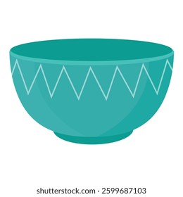 Blue ceramic bowl. Empty bowl isolated on white background. Vector illustration
