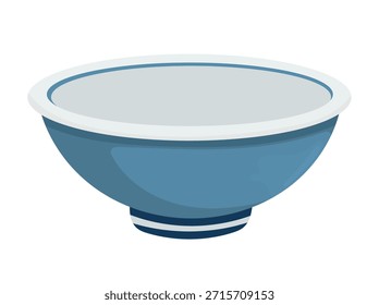 Cuenco de cerámica azul. Clipart de Vector plano, ilustración con fondo aislado.
