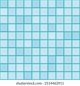 Blue ceramic square tiles seamless pattern. Home interior, swimming pool, bathroom and kitchen wall and floor texture. Vector glossy brick wall background