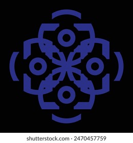 Blaue Keramik- oder Fliesendesigns auf schwarzem Hintergrund