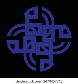 blue ceramic or tile designs on a black background