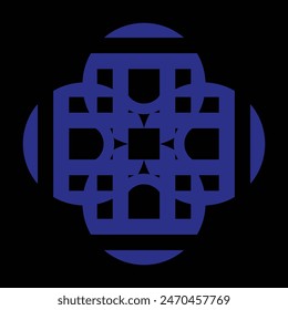 blue ceramic or tile designs on a black background