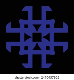 Blaue Keramik- oder Fliesendesigns auf schwarzem Hintergrund