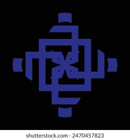 blue ceramic or tile designs on a black background