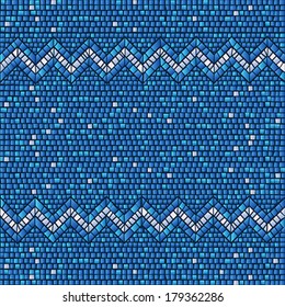 Blue ceramic tile mosaic seamless background pattern