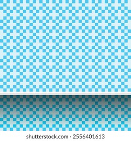 Blue ceramic tile mosaic in swimming pool. pool tiles. modern square mosaic grid pattern for decoration. mosaic tile wall and plank shelf. toilet wall