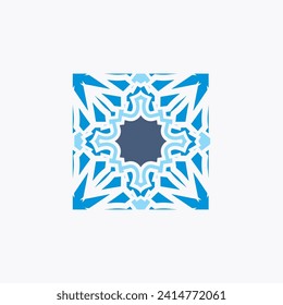 Blue ceramic tiles ornament vector