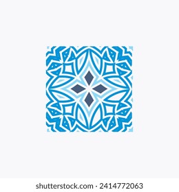 Blue ceramic tiles ornament vector