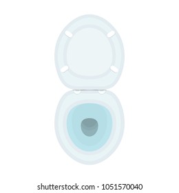 Blue ceramic toilet top view cartoon illustration isolated on a white background
