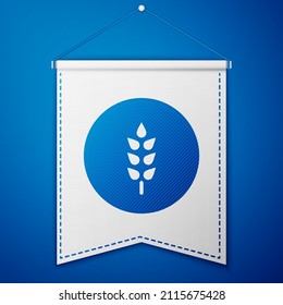 Blaues Getreide mit Reis, Weizen, Mais, Hafer, Roggen, Gerste Symbol einzeln auf blauem Hintergrund. Ohren von Weizenbrotsymbolen. Weiße Wannenschablone. Vektorgrafik