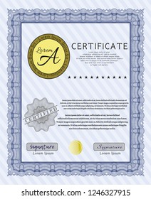 Blue Certificate of achievement. Artistry design. Customizable, Easy to edit and change colors. Easy to print. 