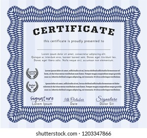 Blue Certificate of achievement. With complex background. Customizable, Easy to edit and change colors. Elegant design. 