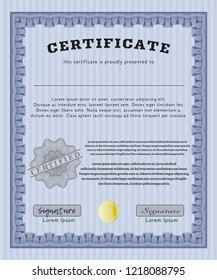 Blue Certificate of achievement. Complex background. Customizable, Easy to edit and change colors. Perfect design. 