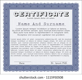 Blue Certificate of achievement. Customizable, Easy to edit and change colors. Easy to print. Beauty design. 