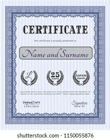 Blue Certificate of achievement. Customizable, Easy to edit and change colors. With quality background. Retro design. 