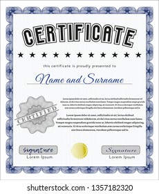 Blue Certificate of achievement. Customizable, Easy to edit and change colors. Printer friendly. Beauty design. 