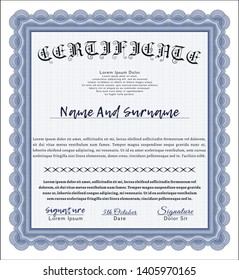 Blue Certificate of achievement. Customizable, Easy to edit and change colors. With great quality guilloche pattern. Artistry design. 