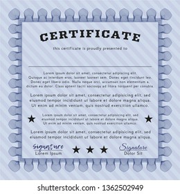 Blue Certificate of achievement. Detailed. With complex background. Nice design. 