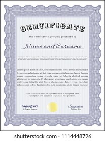 Blue Certificate of achievement. Excellent design. Customizable, Easy to edit and change colors. With quality background. 