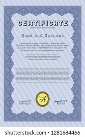 Blue Certificate of achievement. Modern design. Customizable, Easy to edit and change colors. With complex background. 