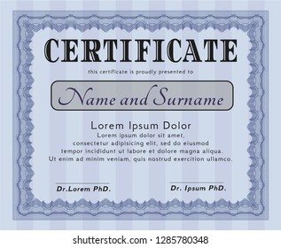 Blue Certificate of achievement. Perfect design. Detailed. Complex background. 