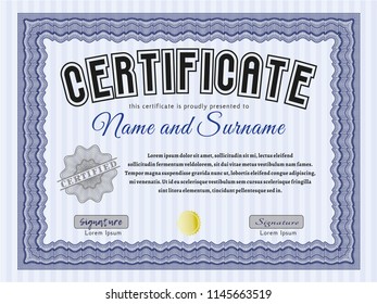 Blue Certificate of achievement. With quality background. Customizable, Easy to edit and change colors. Retro design. 
