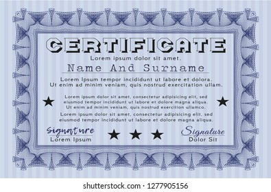 Blue Certificate of achievement. With quality background. Customizable, Easy to edit and change colors. Beauty design. 